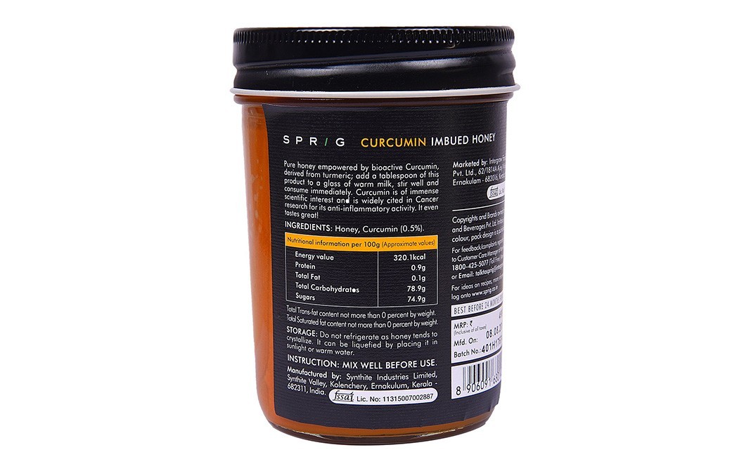 Sprig Curcumin Imbued Honey, Detox    Container  325 grams